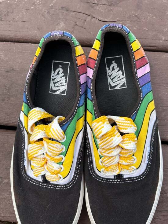 Vans Authentic Refract Rainbow Stripe Low Top Skate Shoes - Picture 3 of 8